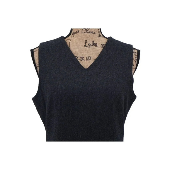Gap Women Dress‎ Sz 8 Grey Wool Blend Sleeveless Zipper Back V- Neck - Picture 4 of 9